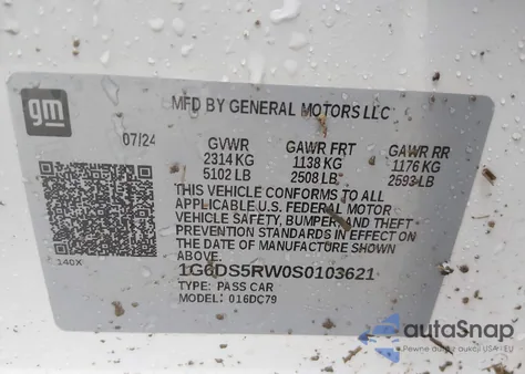 2025 Cadillac Ct5 Premium Luxury Rwd z USA, uszkodzony, nr VIN 1G6DS5RW0S0103621